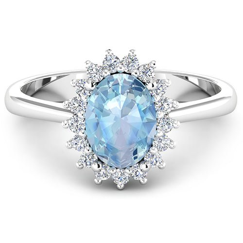 1.62 Carat Genuine Aquamarine and White Diamond 14K White Gold Ring - Rings - Custom Crafting Alliance, LLC