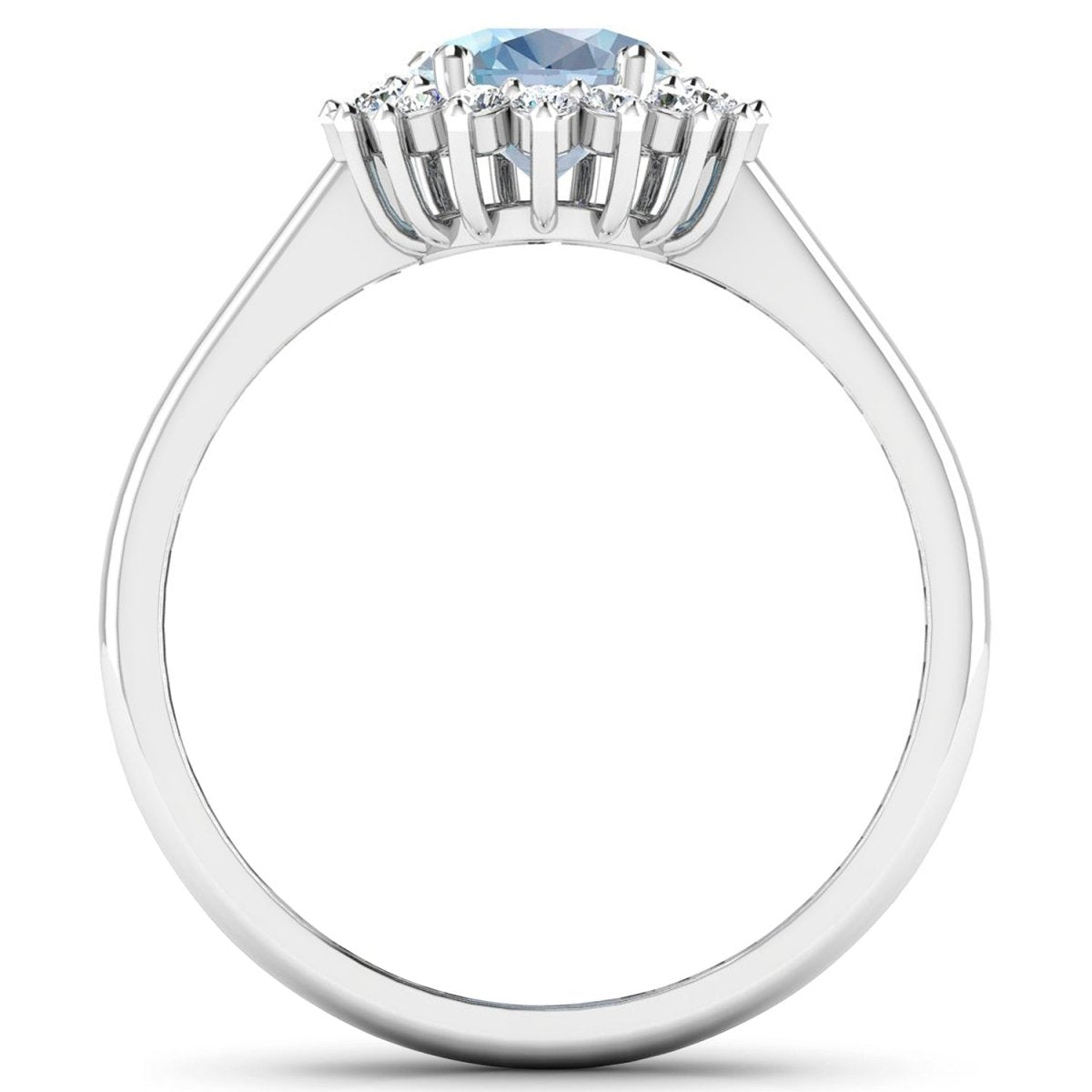 1.62 Carat Genuine Aquamarine and White Diamond 14K White Gold Ring - Rings - Custom Crafting Alliance, LLC