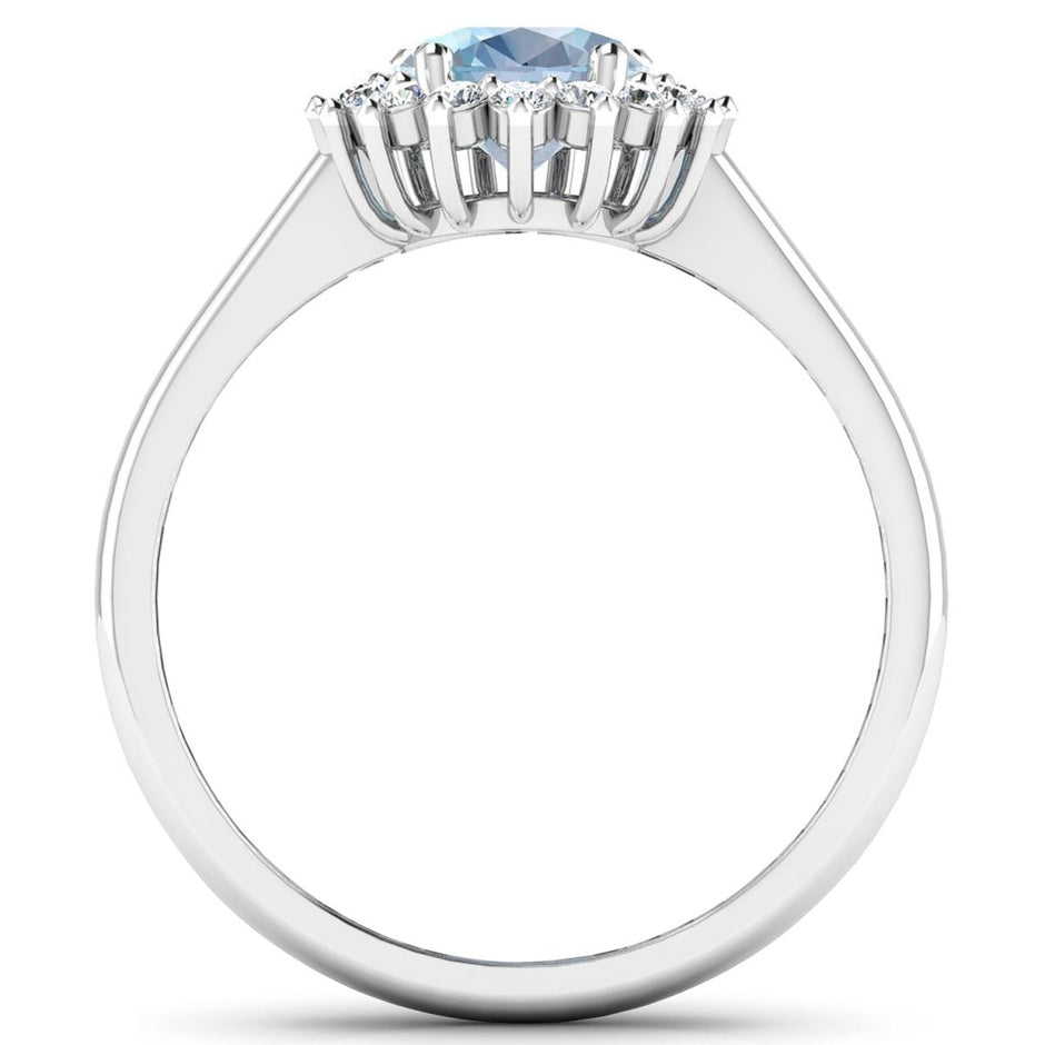 1.62 Carat Genuine Aquamarine and White Diamond 14K White Gold Ring - Rings - Custom Crafting Alliance, LLC