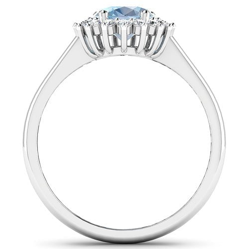 1.62 Carat Genuine Aquamarine and White Diamond 14K White Gold Ring - Rings - Custom Crafting Alliance, LLC
