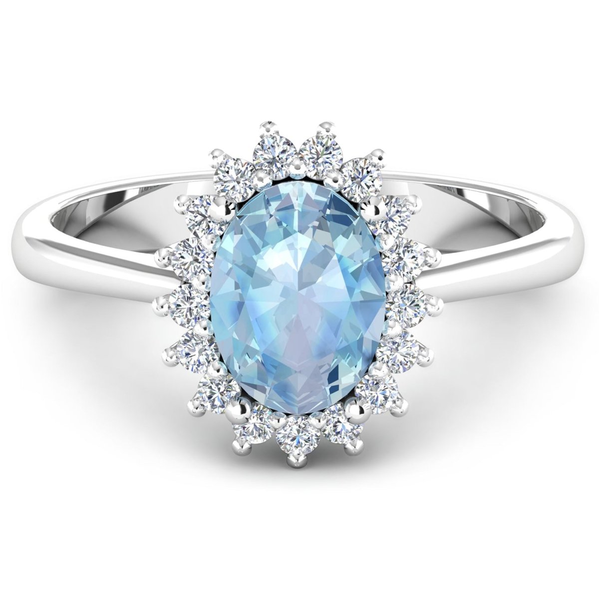 1.62 Carat Genuine Aquamarine and White Diamond 14K White Gold Ring - Rings - Custom Crafting Alliance, LLC