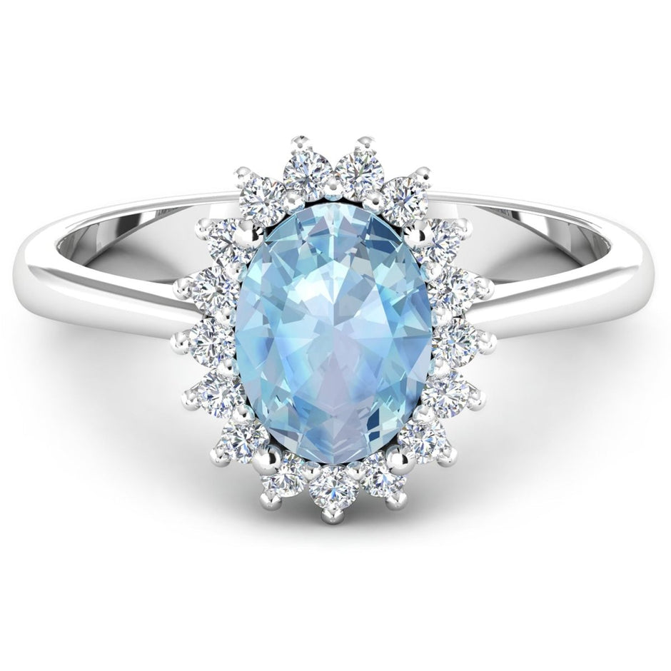 1.62 Carat Genuine Aquamarine and White Diamond 14K White Gold Ring - Rings - Custom Crafting Alliance, LLC