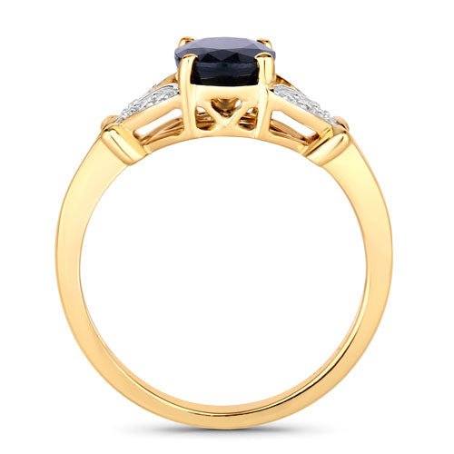 1.62 Carat Genuine Blue Sapphire and White Diamond 14K Yellow Gold Ring - Rings - Custom Crafting Alliance, LLC
