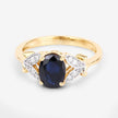 1.62 Carat Genuine Blue Sapphire and White Diamond 14K Yellow Gold Ring - Rings - Custom Crafting Alliance, LLC