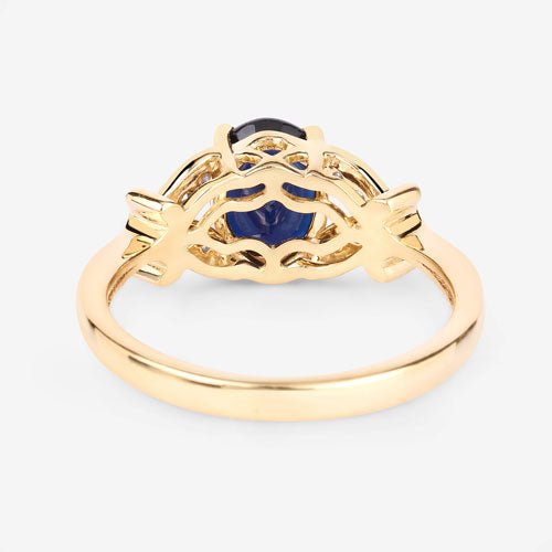1.62 Carat Genuine Blue Sapphire and White Diamond 14K Yellow Gold Ring - Rings - Custom Crafting Alliance, LLC