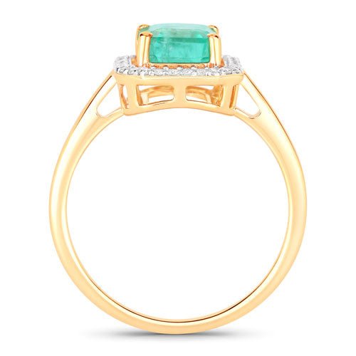 1.62 Carat Genuine Ethiopian Emerald and White Diamond 14K Yellow Gold Ring - Rings - Custom Crafting Alliance, LLC