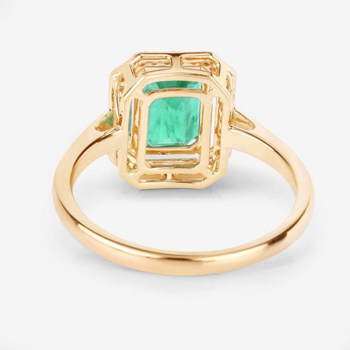 1.62 Carat Genuine Ethiopian Emerald and White Diamond 14K Yellow Gold Ring - Rings - Custom Crafting Alliance, LLC