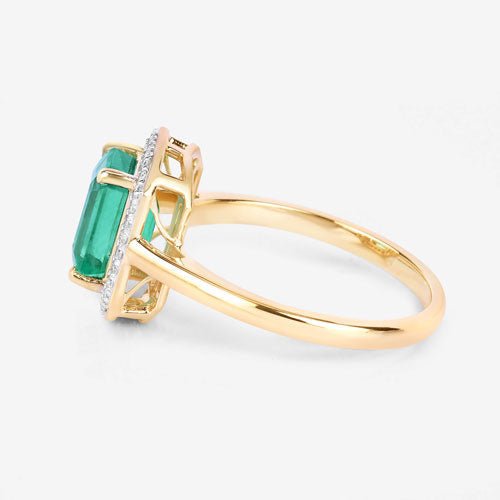 1.62 Carat Genuine Ethiopian Emerald and White Diamond 14K Yellow Gold Ring - Rings - Custom Crafting Alliance, LLC