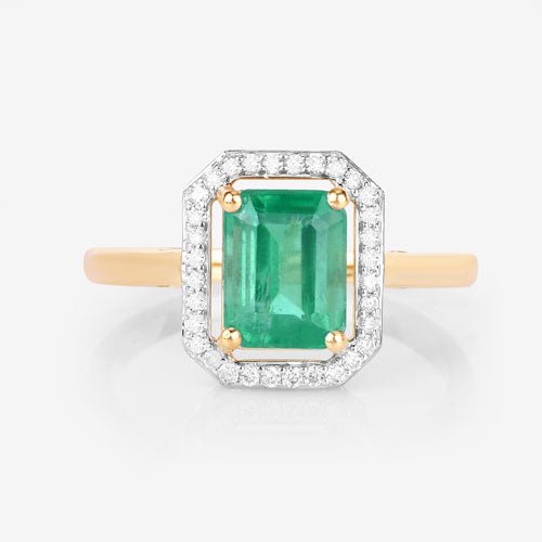 1.62 Carat Genuine Ethiopian Emerald and White Diamond 14K Yellow Gold Ring - Rings - Custom Crafting Alliance, LLC