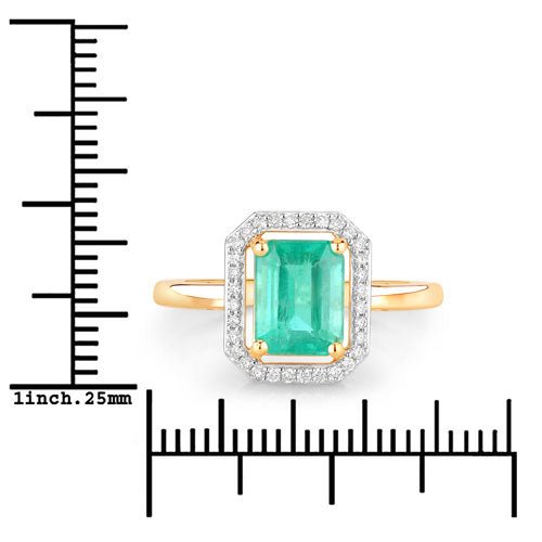 1.62 Carat Genuine Ethiopian Emerald and White Diamond 14K Yellow Gold Ring - Rings - Custom Crafting Alliance, LLC