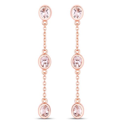 1.62 Carat Genuine Morganite .925 Sterling Silver Earrings - Earrings - Custom Crafting Alliance, LLC