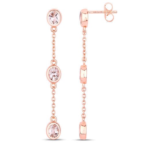 1.62 Carat Genuine Morganite .925 Sterling Silver Earrings - Earrings - Custom Crafting Alliance, LLC