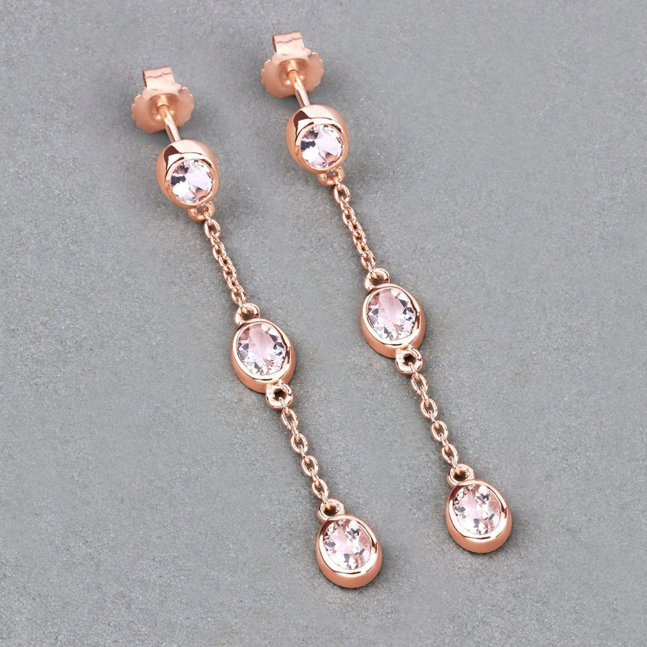 1.62 Carat Genuine Morganite .925 Sterling Silver Earrings - Earrings - Custom Crafting Alliance, LLC