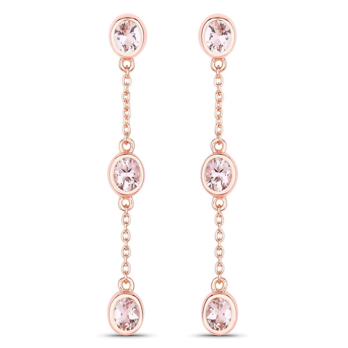 1.62 Carat Genuine Morganite .925 Sterling Silver Earrings - Earrings - Custom Crafting Alliance, LLC