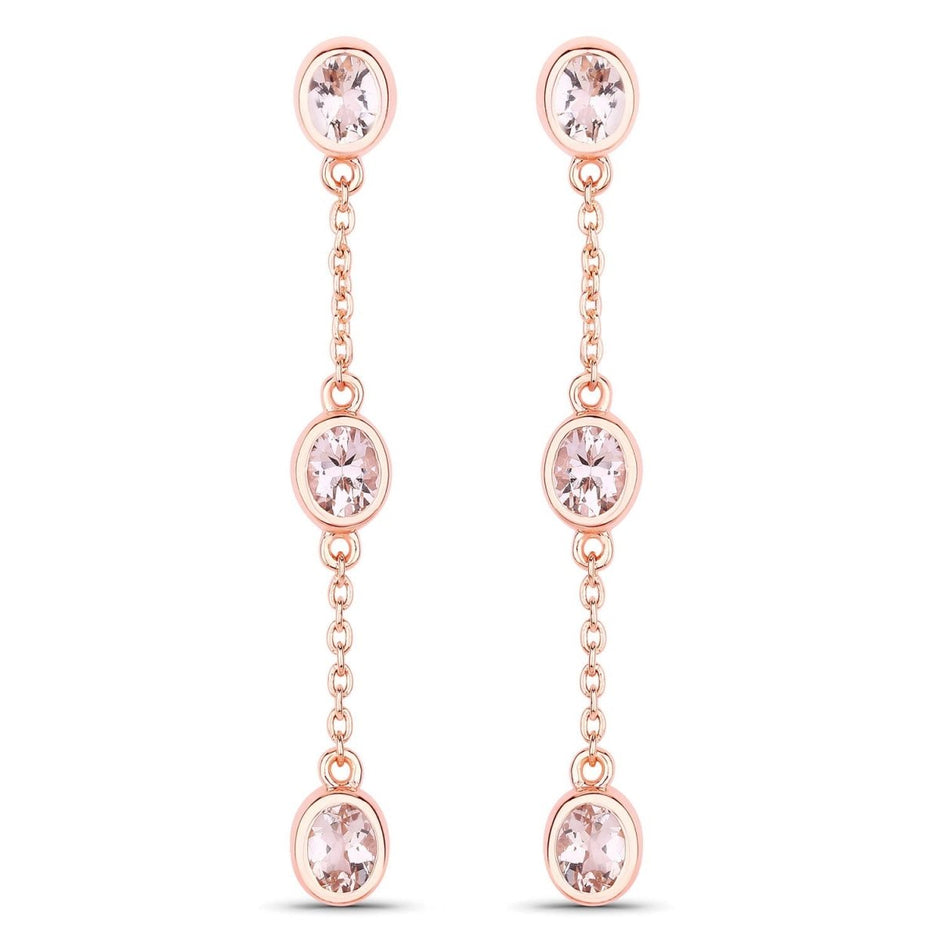1.62 Carat Genuine Morganite .925 Sterling Silver Earrings - Earrings - Custom Crafting Alliance, LLC