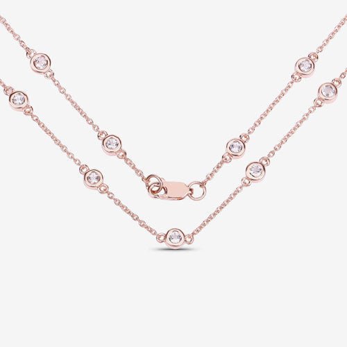 1.62 Carat Genuine Morganite .925 Sterling Silver Necklace - Necklaces - Custom Crafting Alliance, LLC