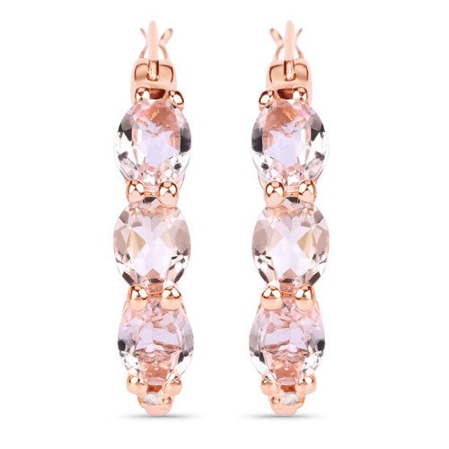 1.63 Carat Genuine Morganite and White Diamond .925 Sterling Silver Earrings - Earrings - Custom Crafting Alliance, LLC