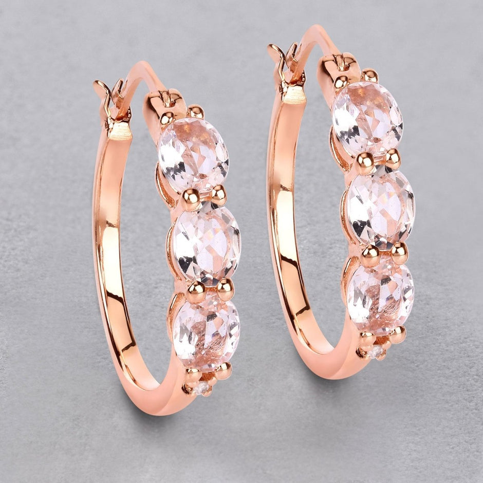 1.63 Carat Genuine Morganite and White Diamond .925 Sterling Silver Earrings - Earrings - Custom Crafting Alliance, LLC
