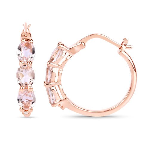 1.63 Carat Genuine Morganite and White Diamond .925 Sterling Silver Earrings - Earrings - Custom Crafting Alliance, LLC