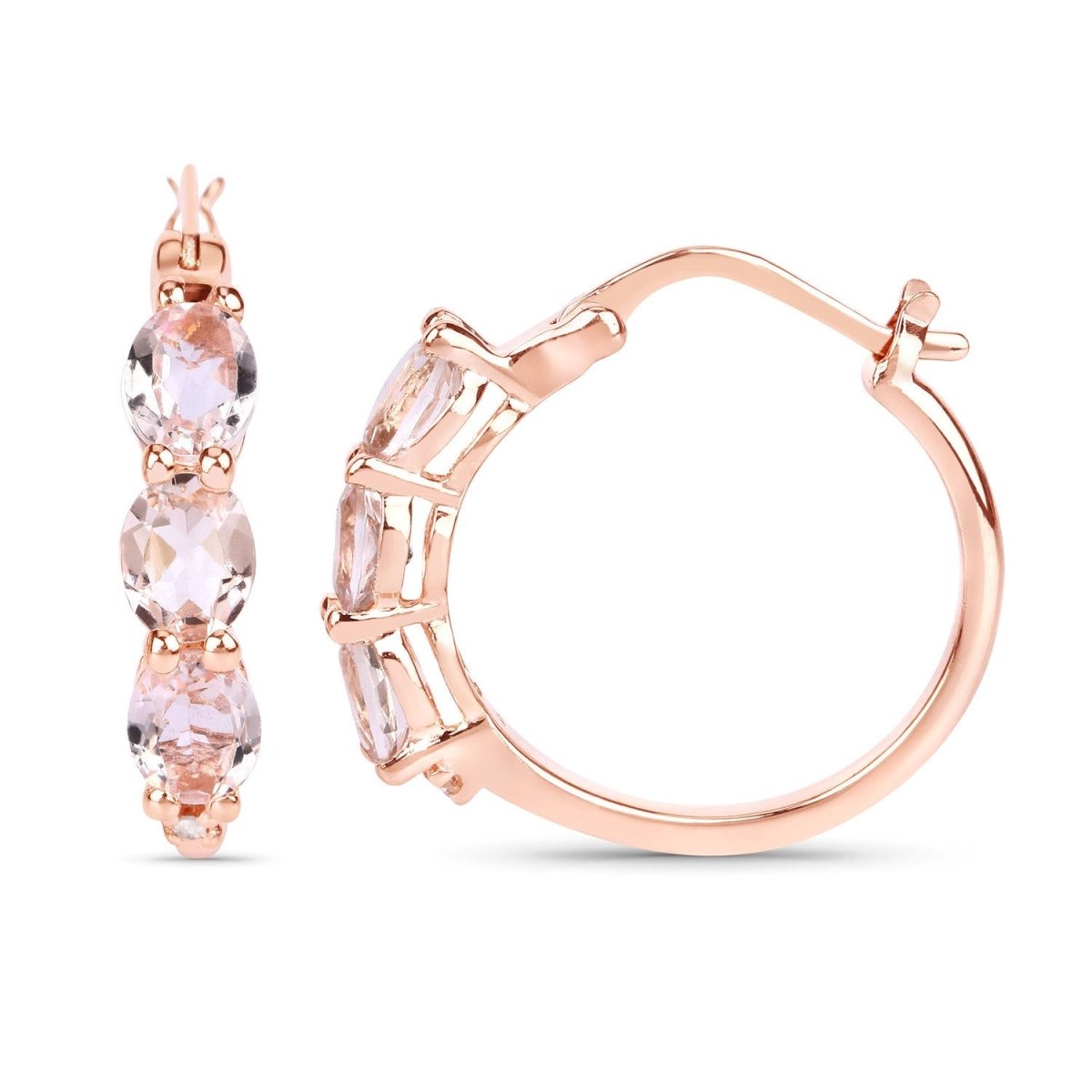 1.63 Carat Genuine Morganite and White Diamond .925 Sterling Silver Earrings - Earrings - Custom Crafting Alliance, LLC