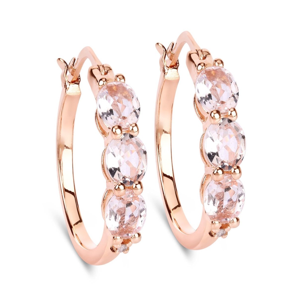 1.63 Carat Genuine Morganite and White Diamond .925 Sterling Silver Earrings - Earrings - Custom Crafting Alliance, LLC