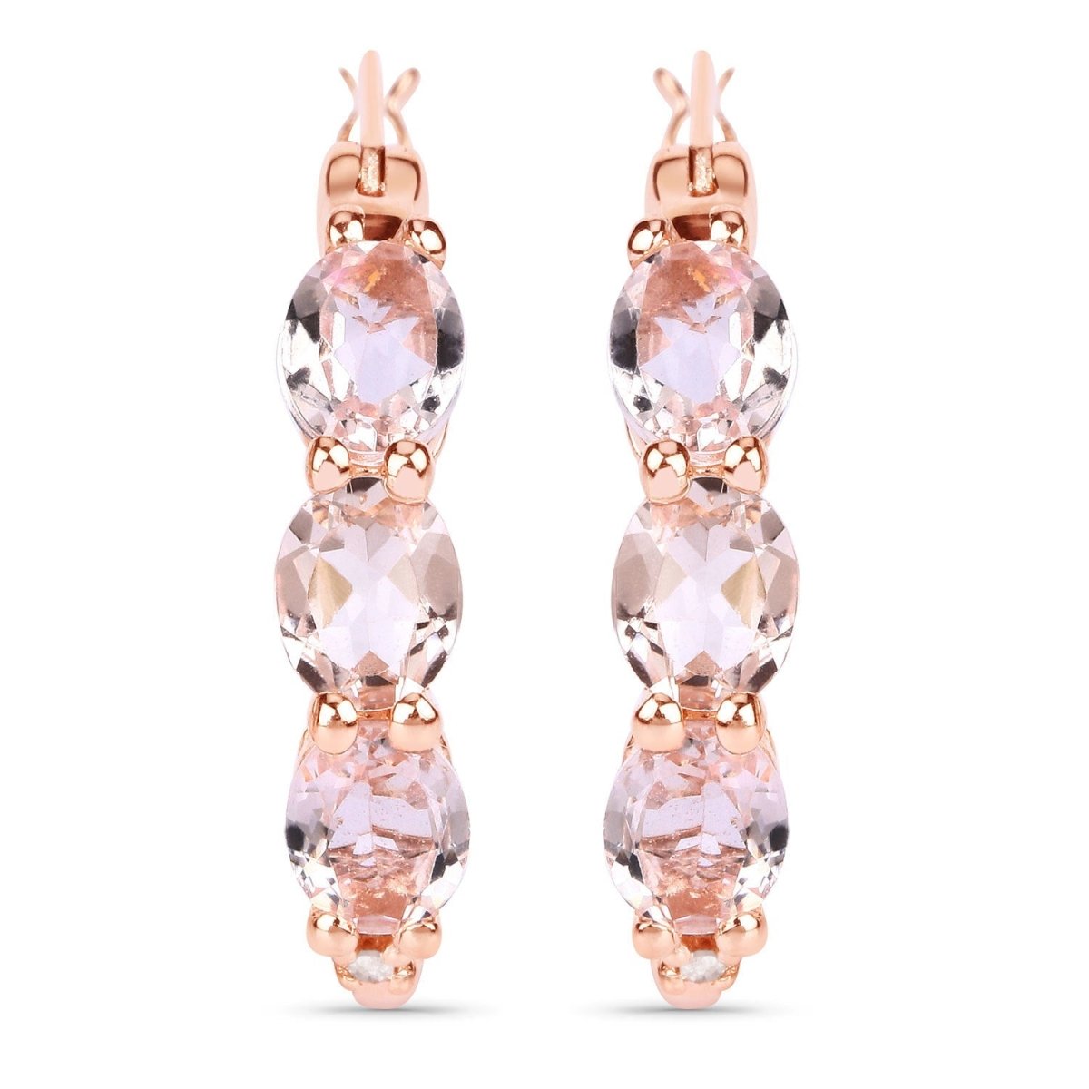 1.63 Carat Genuine Morganite and White Diamond .925 Sterling Silver Earrings - Earrings - Custom Crafting Alliance, LLC