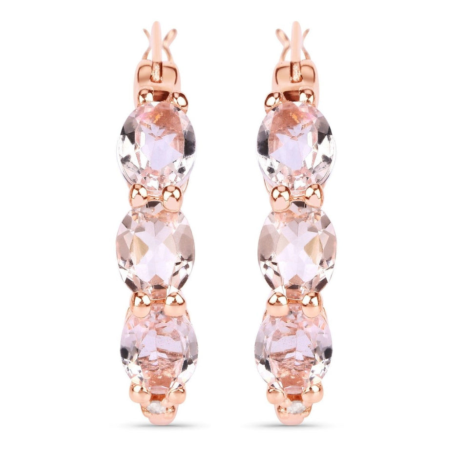 1.63 Carat Genuine Morganite and White Diamond .925 Sterling Silver Earrings - Earrings - Custom Crafting Alliance, LLC