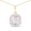 1.63 Carat Genuine White Sapphire and White Diamond 14K Yellow Gold Pendant - Pendants - Custom Crafting Alliance, LLC
