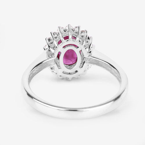 1.64 Carat Genuine Ruby and White Diamond 14K White Gold Ring - Rings - Custom Crafting Alliance, LLC
