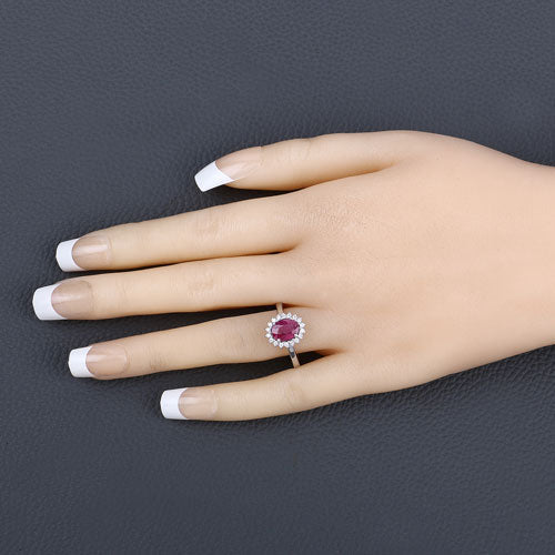 1.64 Carat Genuine Ruby and White Diamond 14K White Gold Ring - Rings - Custom Crafting Alliance, LLC
