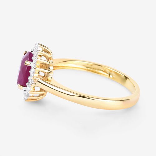 1.64 Carat Genuine Ruby and White Diamond 14K Yellow Gold Ring - Rings - Custom Crafting Alliance, LLC
