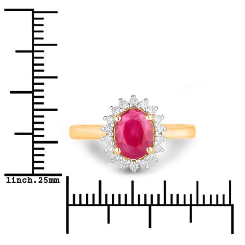 1.64 Carat Genuine Ruby and White Diamond 14K Yellow Gold Ring - Rings - Custom Crafting Alliance, LLC
