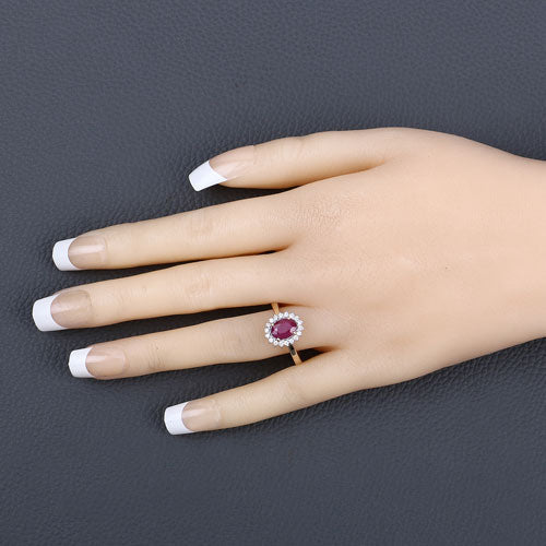 1.64 Carat Genuine Ruby and White Diamond 14K Yellow Gold Ring - Rings - Custom Crafting Alliance, LLC