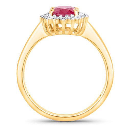 1.64 Carat Genuine Ruby and White Diamond 14K Yellow Gold Ring - Rings - Custom Crafting Alliance, LLC
