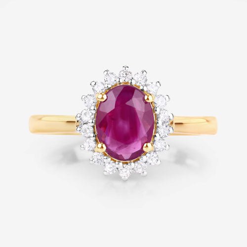 1.64 Carat Genuine Ruby and White Diamond 14K Yellow Gold Ring - Rings - Custom Crafting Alliance, LLC
