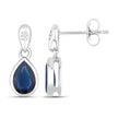 1.65 Carat Genuine Blue Sapphire and White Diamond 10K White Gold Earrings - Earrings - Custom Crafting Alliance, LLC