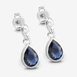 1.65 Carat Genuine Blue Sapphire and White Diamond 10K White Gold Earrings - Earrings - Custom Crafting Alliance, LLC