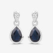 1.65 Carat Genuine Blue Sapphire and White Diamond 10K White Gold Earrings - Earrings - Custom Crafting Alliance, LLC