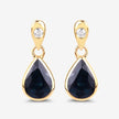 1.65 Carat Genuine Blue Sapphire and White Diamond 10K Yellow Gold Earrings - Earrings - Custom Crafting Alliance, LLC