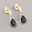 1.65 Carat Genuine Blue Sapphire and White Diamond 10K Yellow Gold Earrings - Earrings - Custom Crafting Alliance, LLC