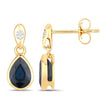1.65 Carat Genuine Blue Sapphire and White Diamond 10K Yellow Gold Earrings - Earrings - Custom Crafting Alliance, LLC