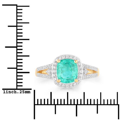 1.65 Carat Genuine Ethiopian Emerald and White Diamond 14K Yellow Gold Ring - Rings - Custom Crafting Alliance, LLC