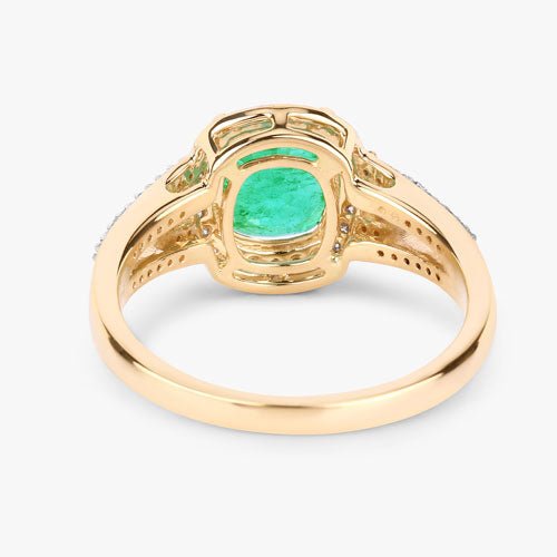 1.65 Carat Genuine Ethiopian Emerald and White Diamond 14K Yellow Gold Ring - Rings - Custom Crafting Alliance, LLC