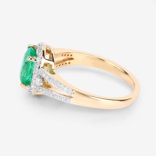 1.65 Carat Genuine Ethiopian Emerald and White Diamond 14K Yellow Gold Ring - Rings - Custom Crafting Alliance, LLC