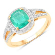 1.65 Carat Genuine Ethiopian Emerald and White Diamond 14K Yellow Gold Ring - Rings - Custom Crafting Alliance, LLC