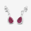 1.65 Carat Genuine Ruby and White Diamond 10K White Gold Earrings - Earrings - Custom Crafting Alliance, LLC