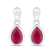 1.65 Carat Genuine Ruby and White Diamond 10K White Gold Earrings - Earrings - Custom Crafting Alliance, LLC