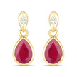 1.65 Carat Genuine Ruby and White Diamond 10K Yellow Gold Earrings - Earrings - Custom Crafting Alliance, LLC