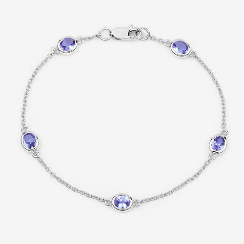 1.65 Carat Genuine Tanzanite .925 Sterling Silver Bracelet - Bracelets - Custom Crafting Alliance, LLC