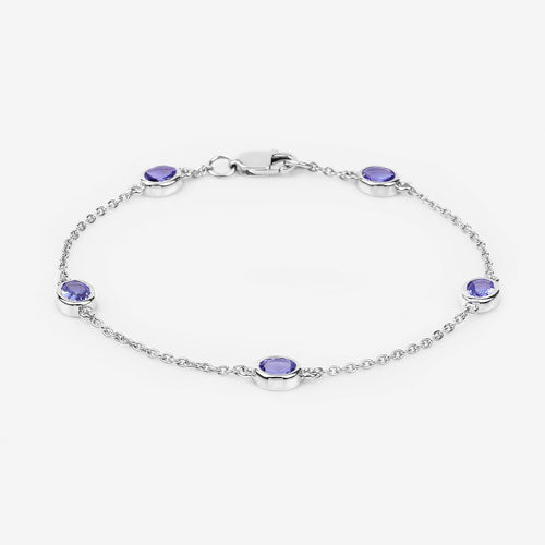 1.65 Carat Genuine Tanzanite .925 Sterling Silver Bracelet - Bracelets - Custom Crafting Alliance, LLC